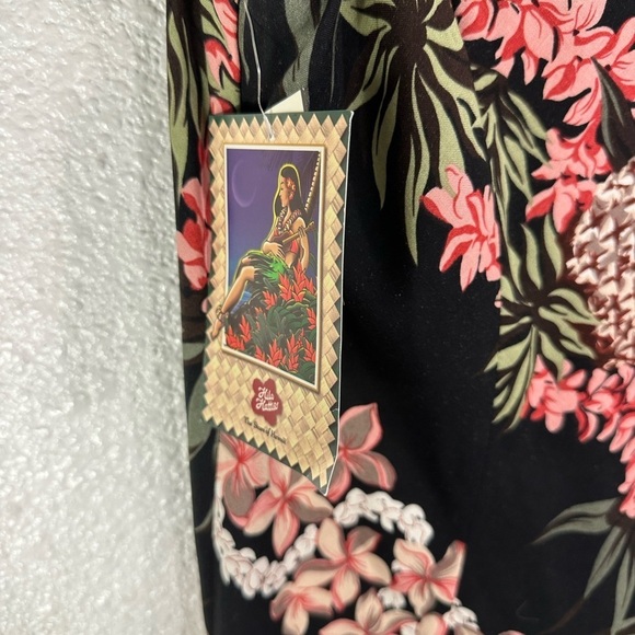 Hilo Hattie Vintage Maxi Tank Dress Black Rayon PIneapple Plumeria Size 10 NWT - Picture 7 of 7